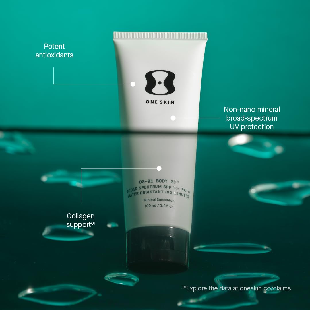 OneSkin OS-01 sunscreen texture on skin shows smooth application and comfort.