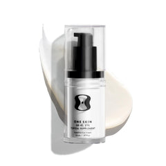 oneskin EYE OS-01 bottle closeup highlights fragrance-free formula for sensitive skin.