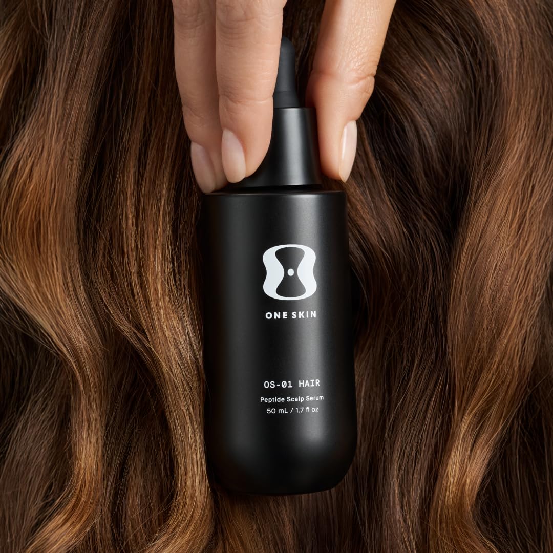 oneskin HAIR OS-01 ingredient illustration emphasizing peptide technology.