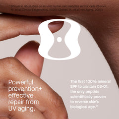 OneSkin OS-01 Shield tinted swirl on skin demonstrates seamless natural blend.