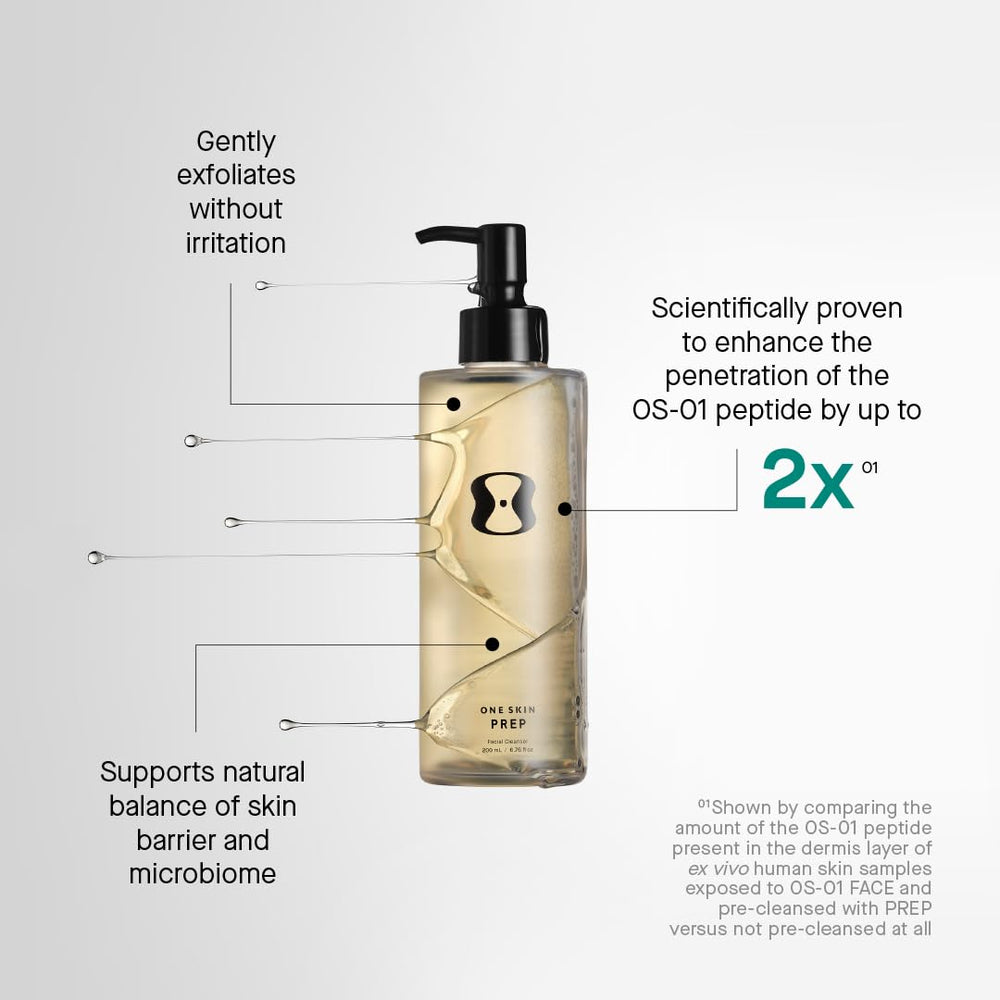 Oneskin PREP cleanser foam lather for light cleansing.