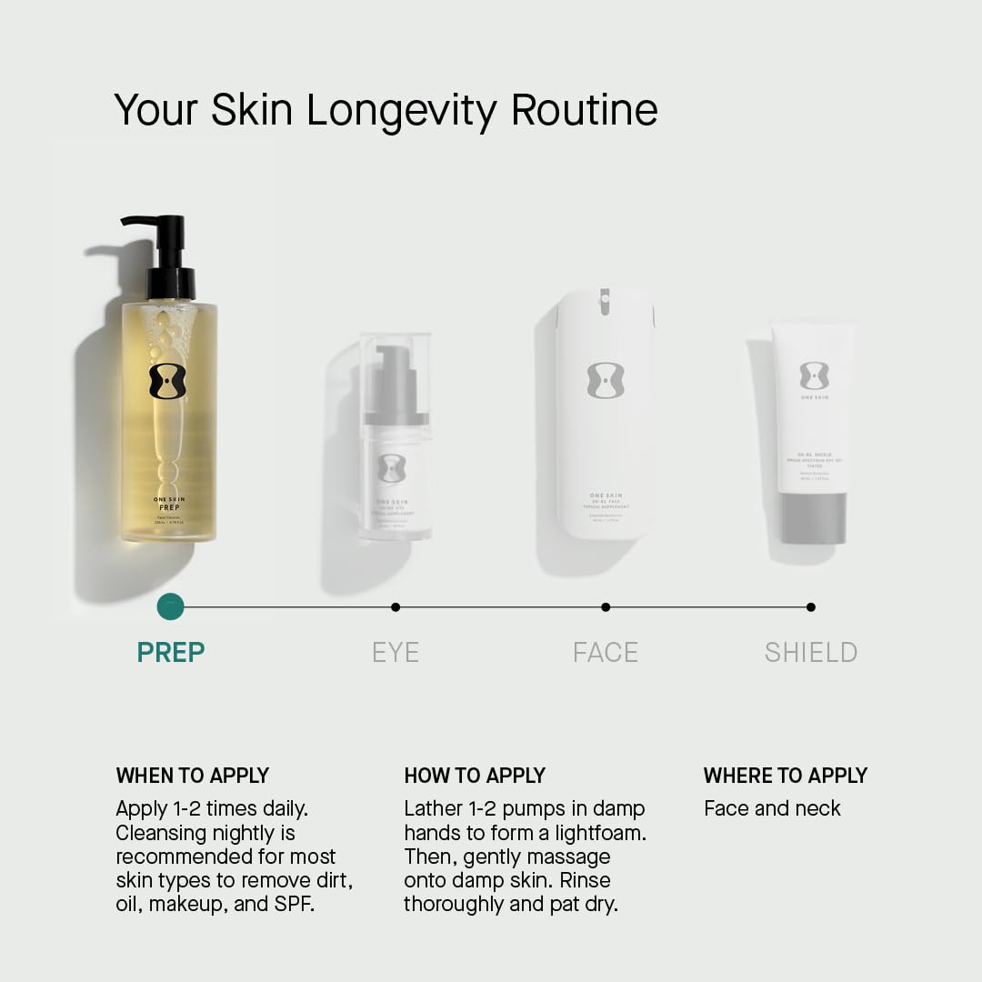 Oneskin PREP cleanser in a calm routine for all skin types.