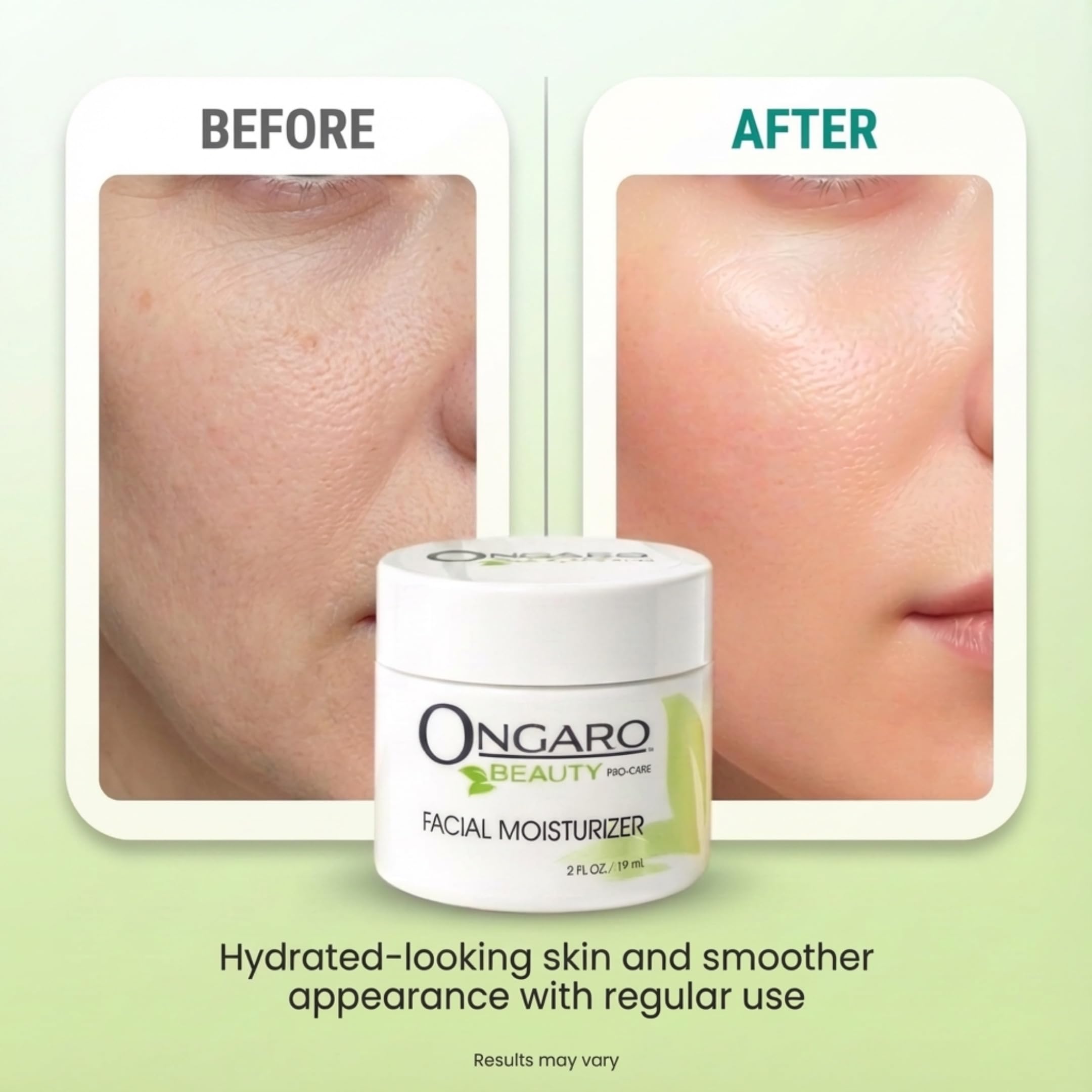 Ongaro Beauty moisturizer texture on skin hints at a smooth, non-greasy finish