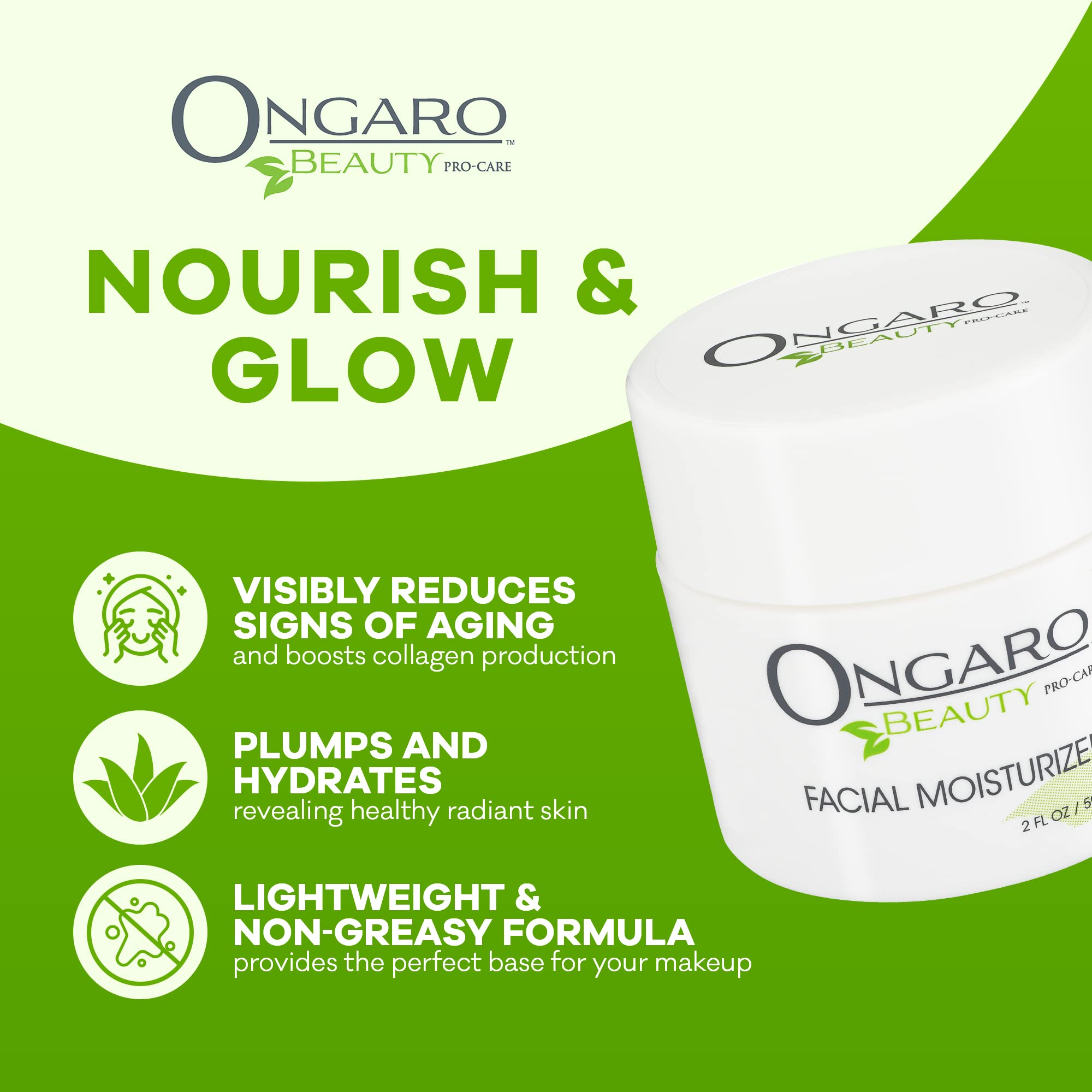 Ongaro Beauty glow finish image suggests natural radiance after application