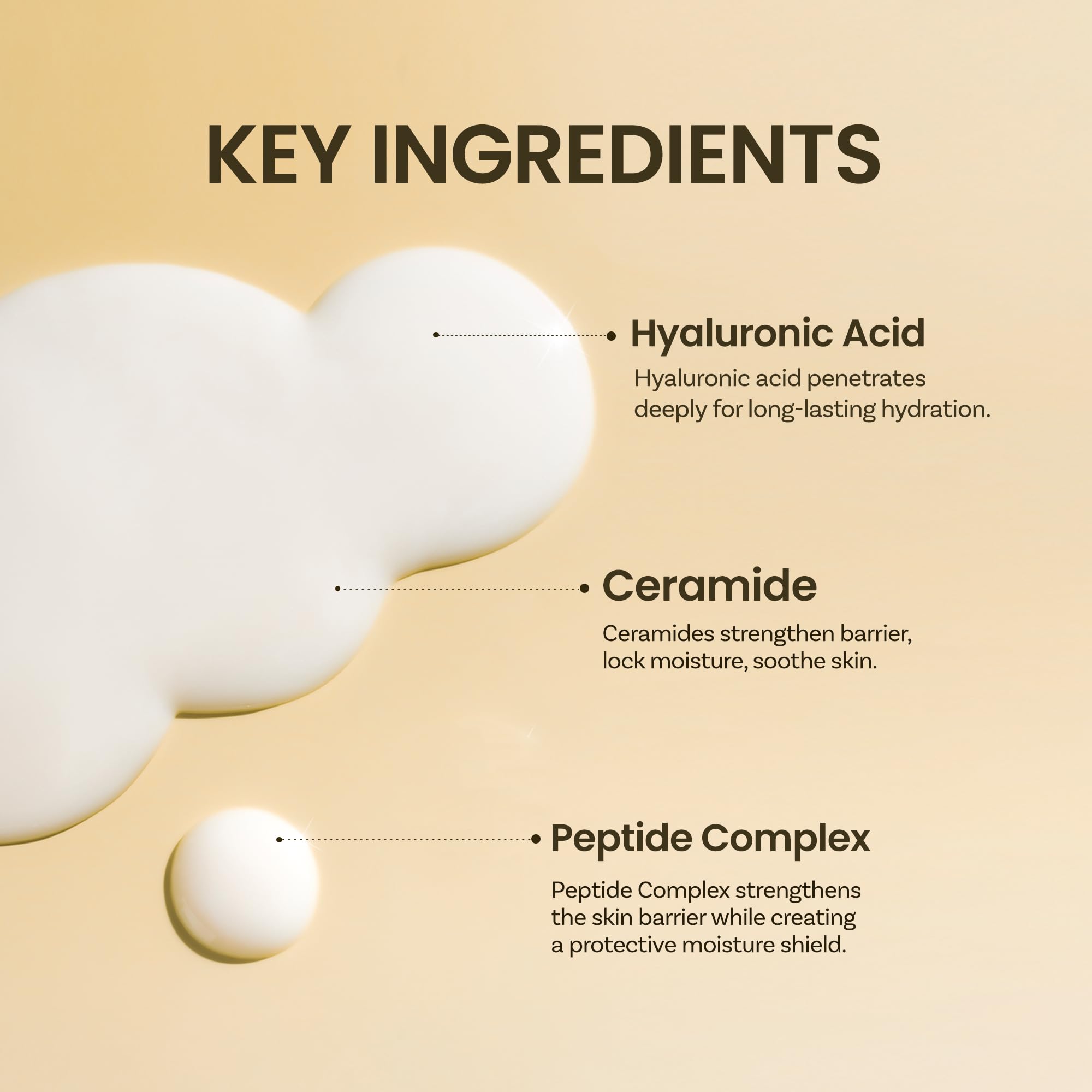 ONGREDIENTS Skin Barrier Calming Mask ceramides and hyaluronic acid illustration emphasizes hydration.
