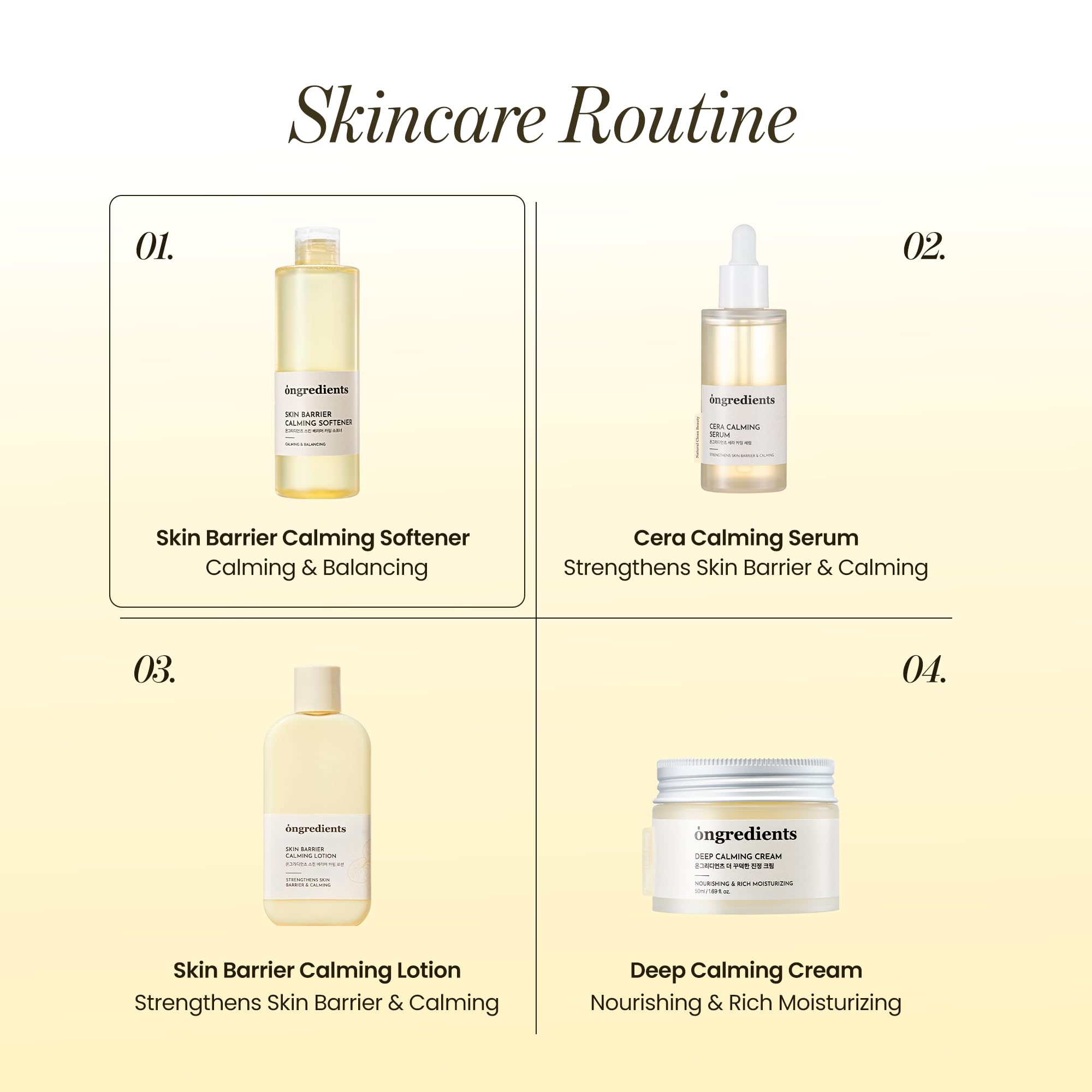 ONGREDIENTS Skin Barrier Calming Softener cotton-pad-application supports gentle, even layering.