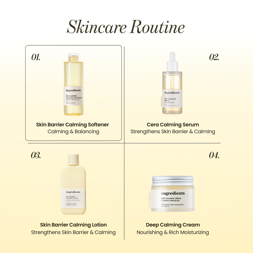 ONGREDIENTS Skin Barrier Calming Softener cotton-pad-application supports gentle, even layering.