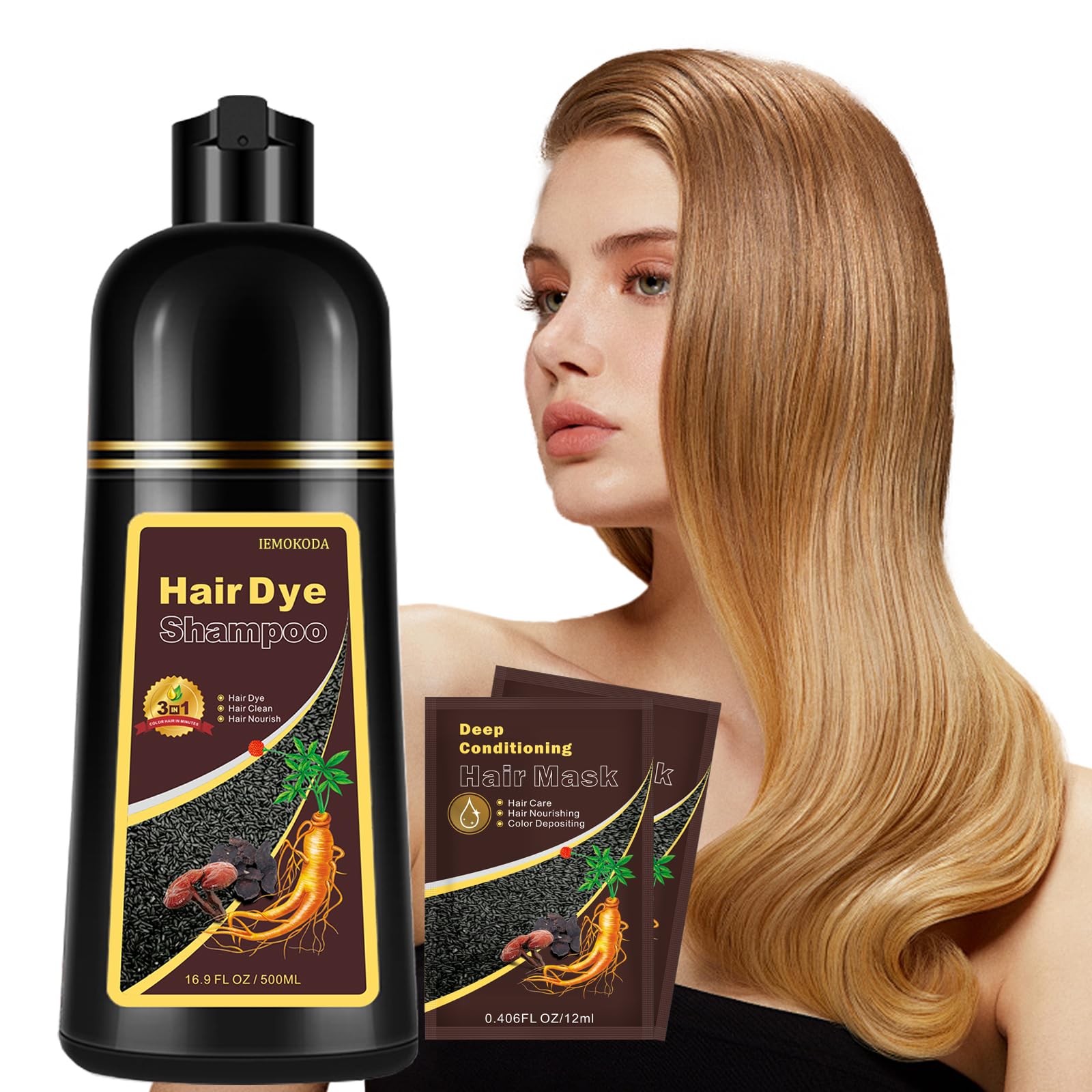 Onilyua Blonde Brown 3-in-1 dye shampoo bottle for quick at-home color.