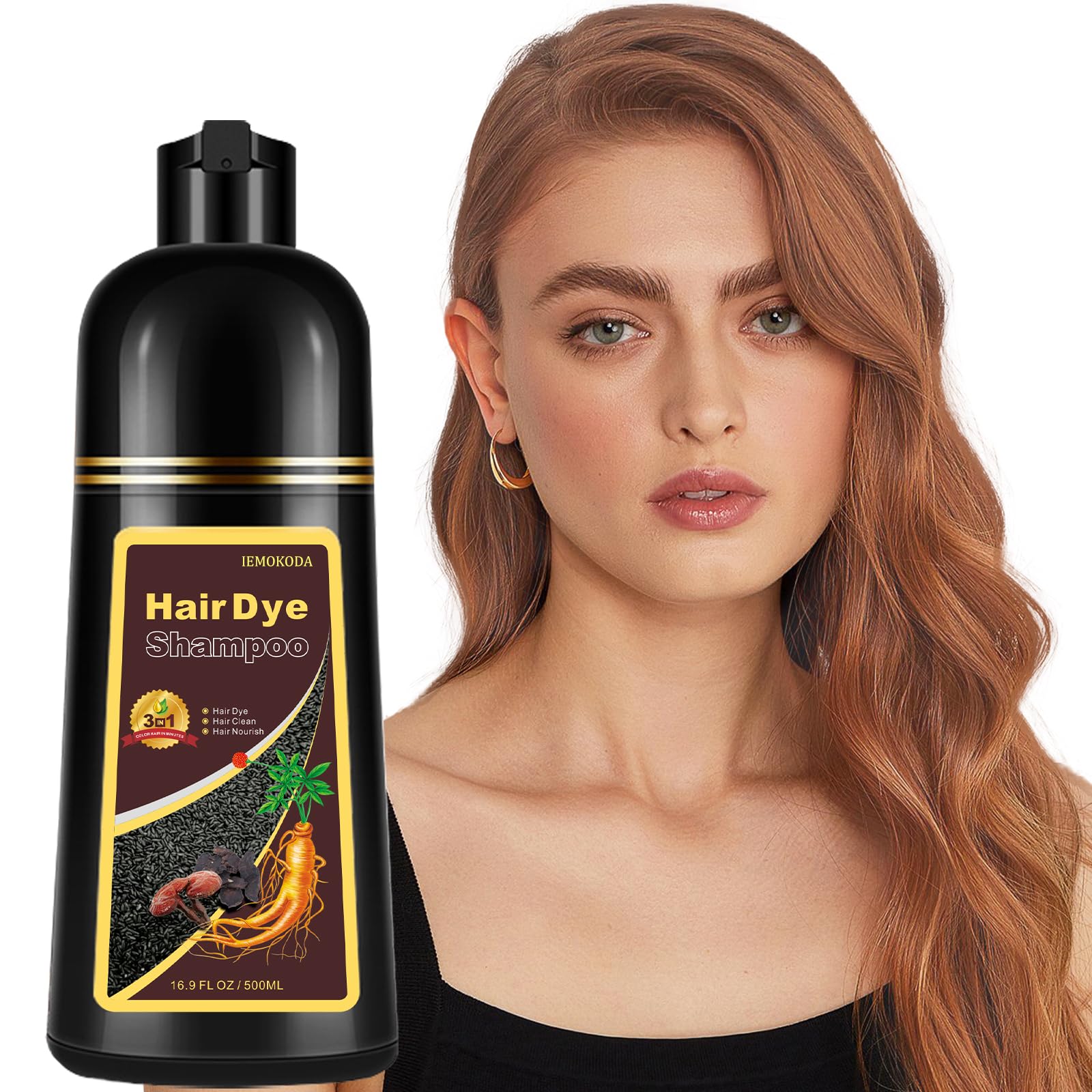 Onilyua cherry brown hair dye shampoo bottle pour for even coverage.