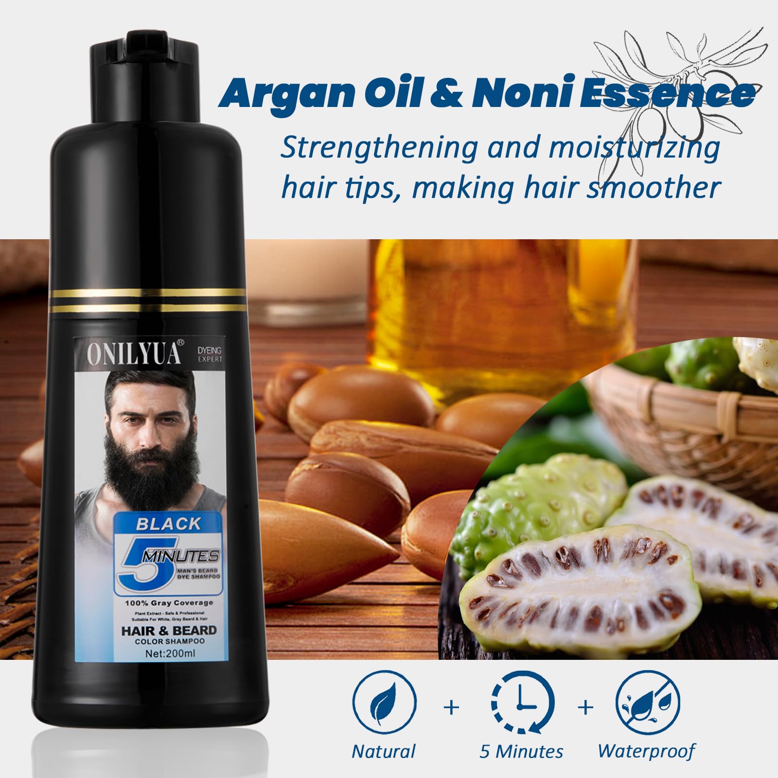 Onilyua 3 in 1 beard care cleanses conditions and colors