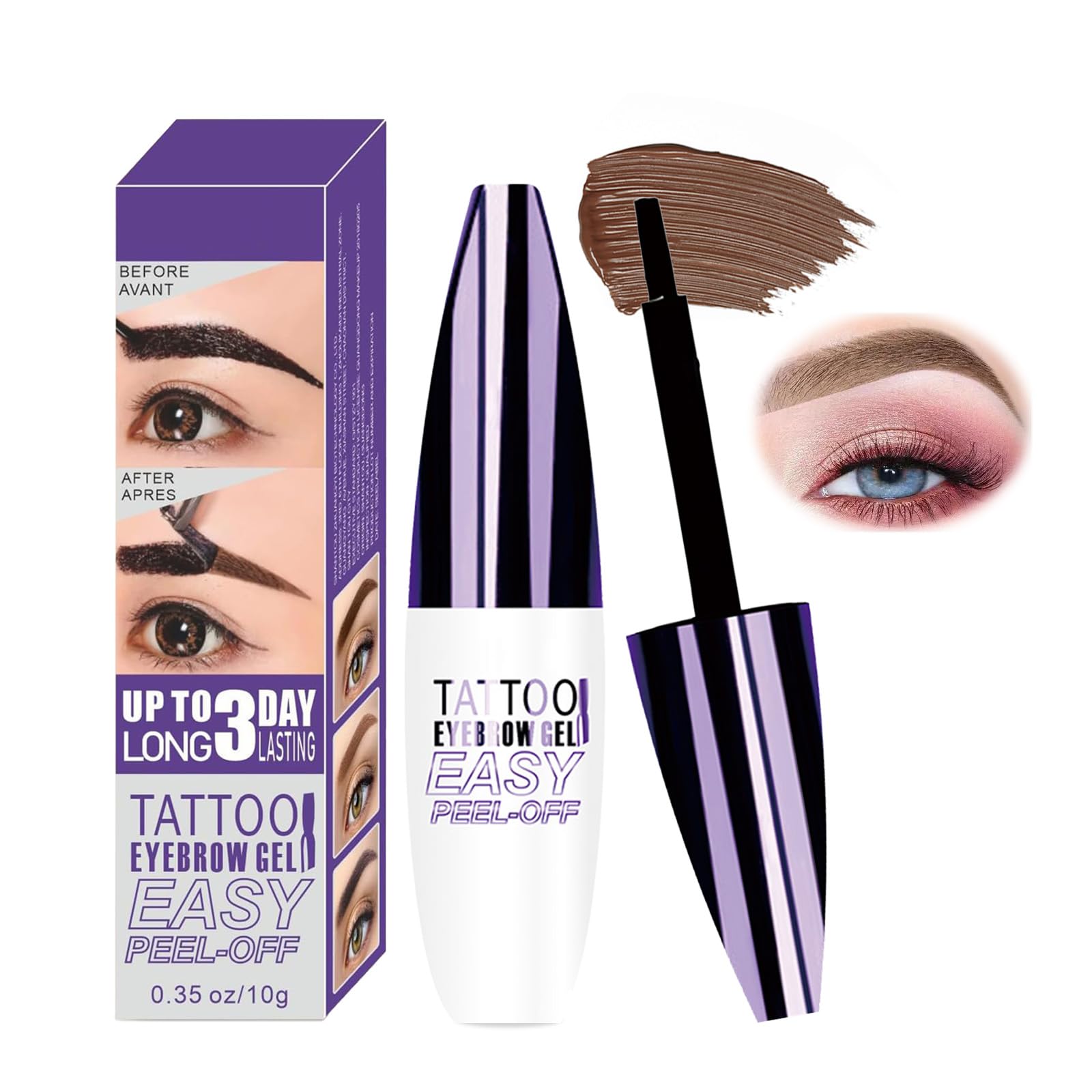 Onilyua easy-peel-off eyebrow gel packaging shows a compact, travel-ready kit for flawless brows.