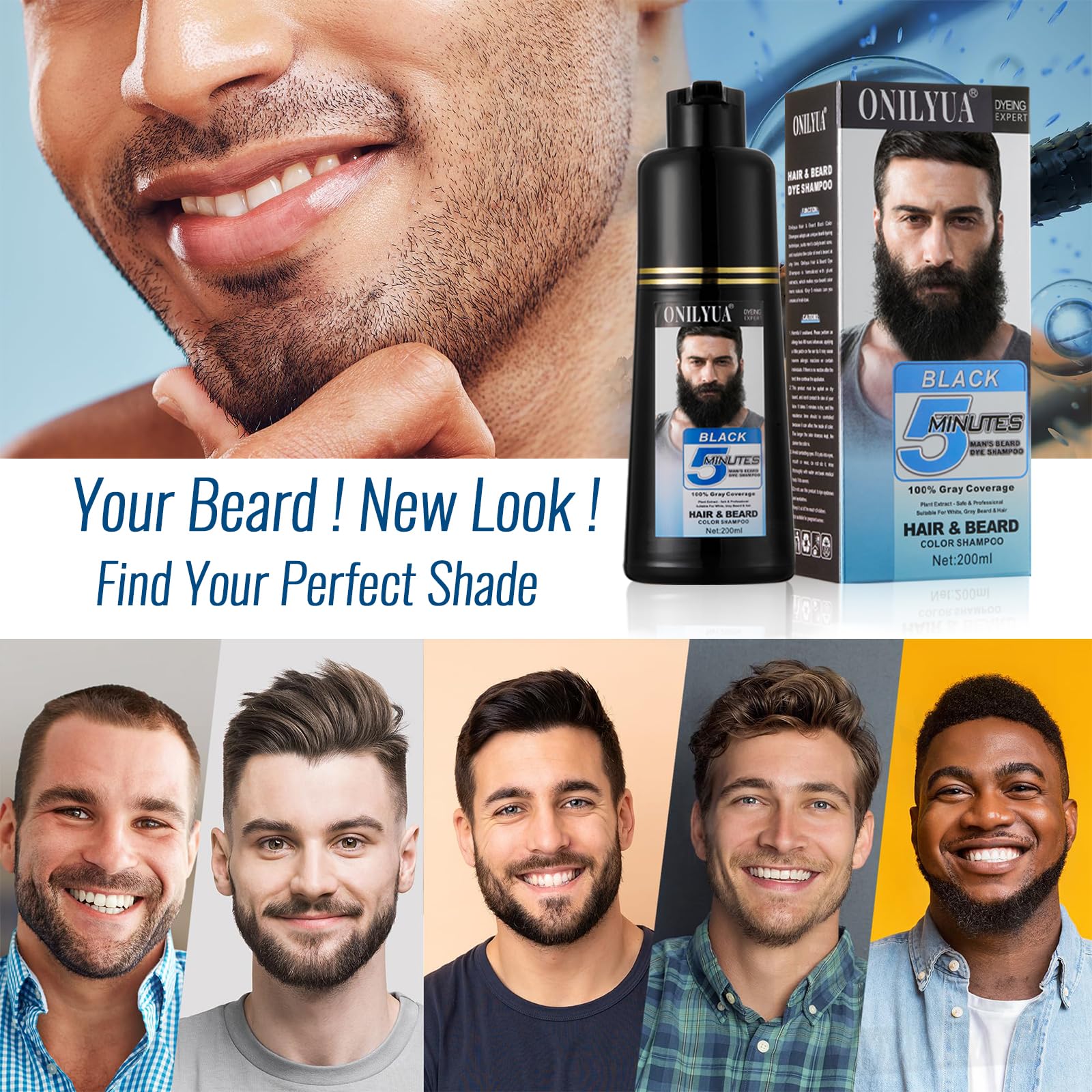 Onilyua long-lasting black beard color lasts weeks