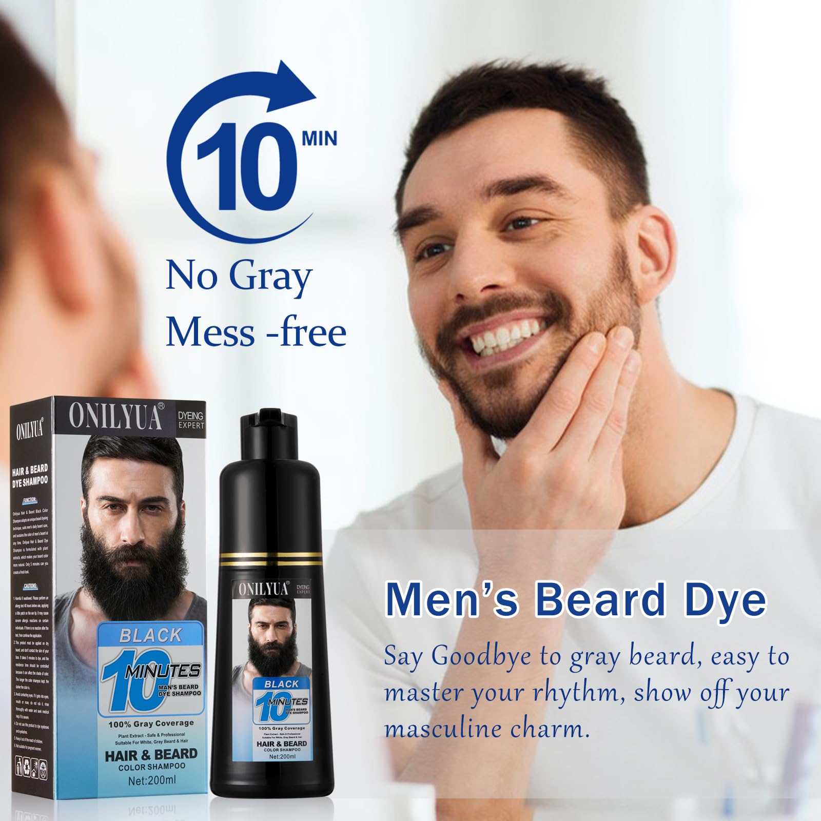 Dark beard color result offering a natural, longer-lasting look.