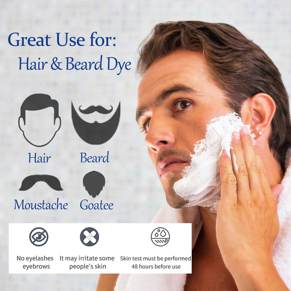Before-and-after gray beard transformation with Onilyua dye.