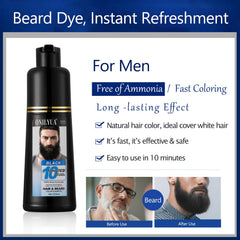 Onilyua beard dye 3-in-1 packaging highlights color and cleanse.