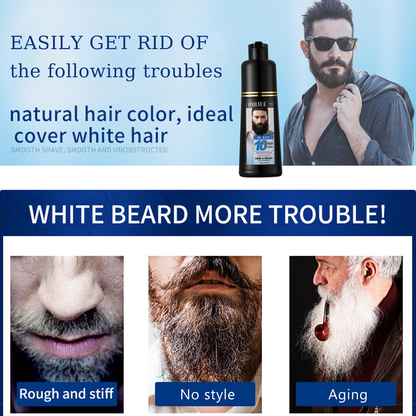 Waterproof and sweat-proof finish from Onilyua beard dye in action.