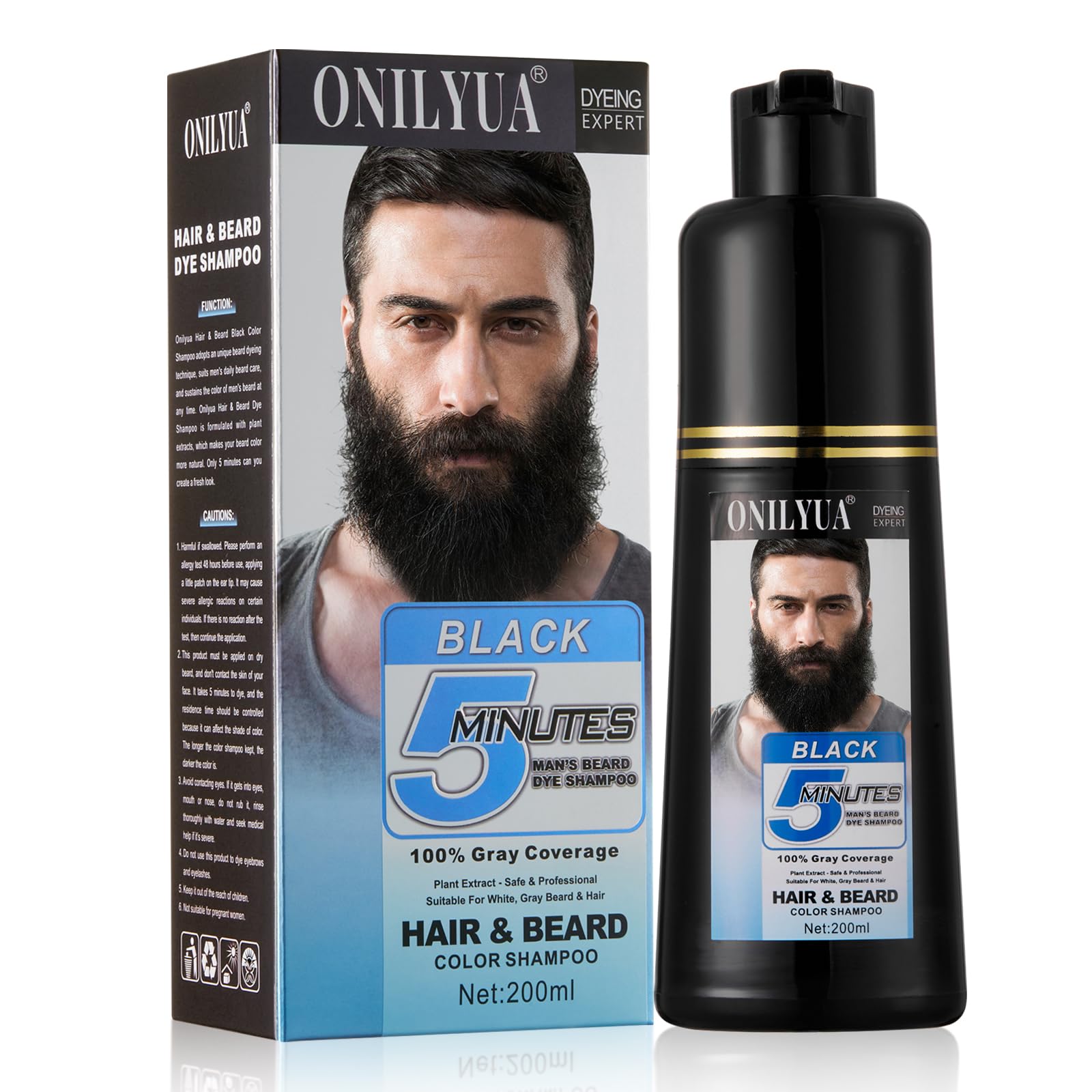 Onilyua men s beard dye shampoo gray reduction in action