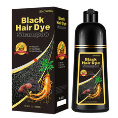 Onilyua Natural Black Hair Dye Shampoo bottle pour for easy application.