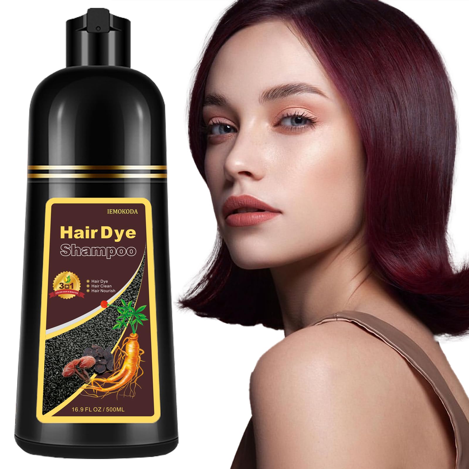 Onilyua natural wine red shampoo bottle pouring color for quick at-home dyeing