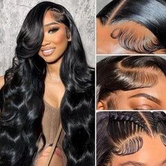 ONIVAN HD Swiss lace frontal close-up shows pre-plucked baby hairs.