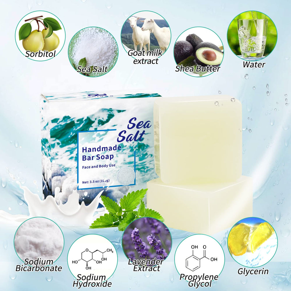 ONIYEA sea salt soap exfoliating texture close-up shows gentle scrubbing action.