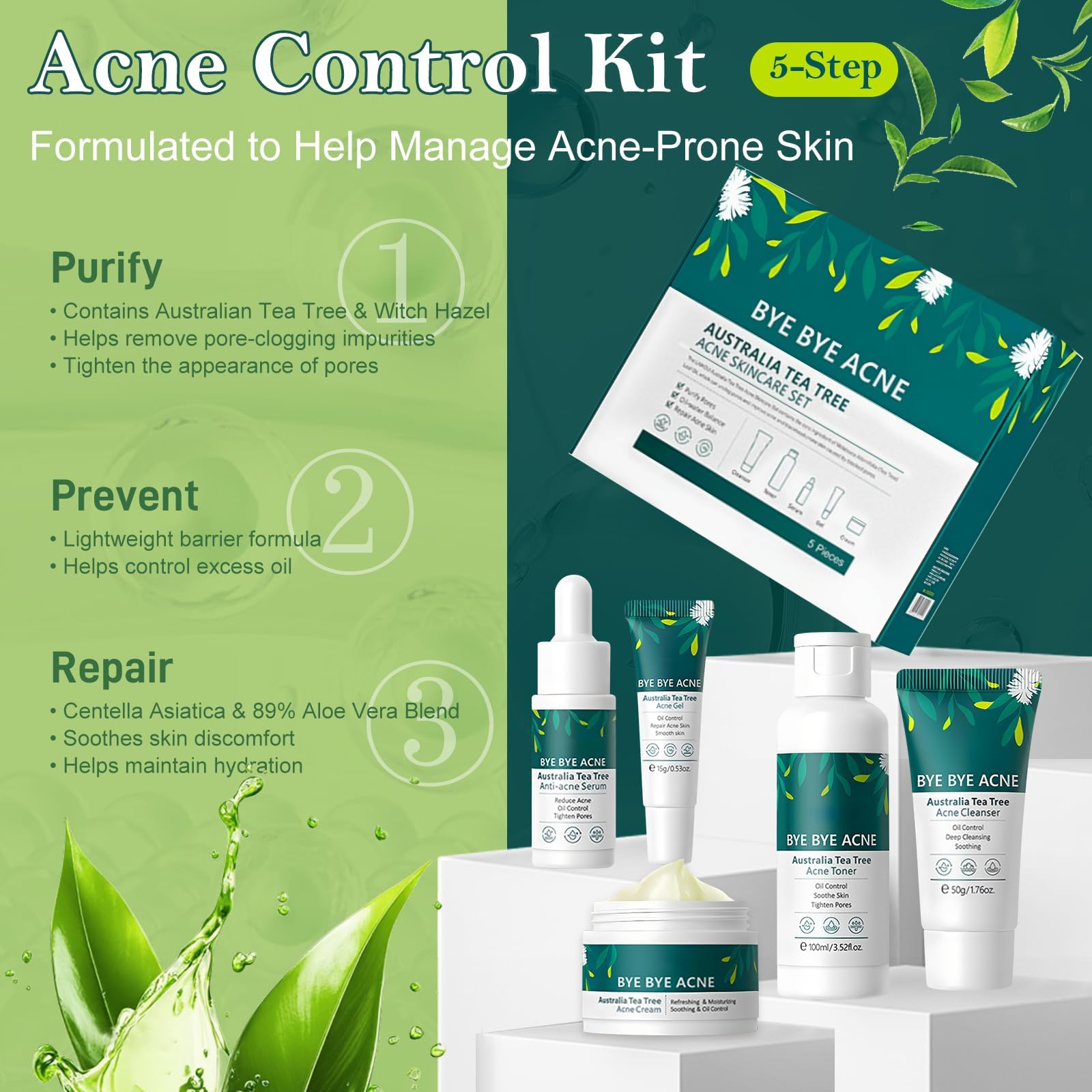 Onkessy Tea Tree Toner tightens pores and balances skin after cleansing.