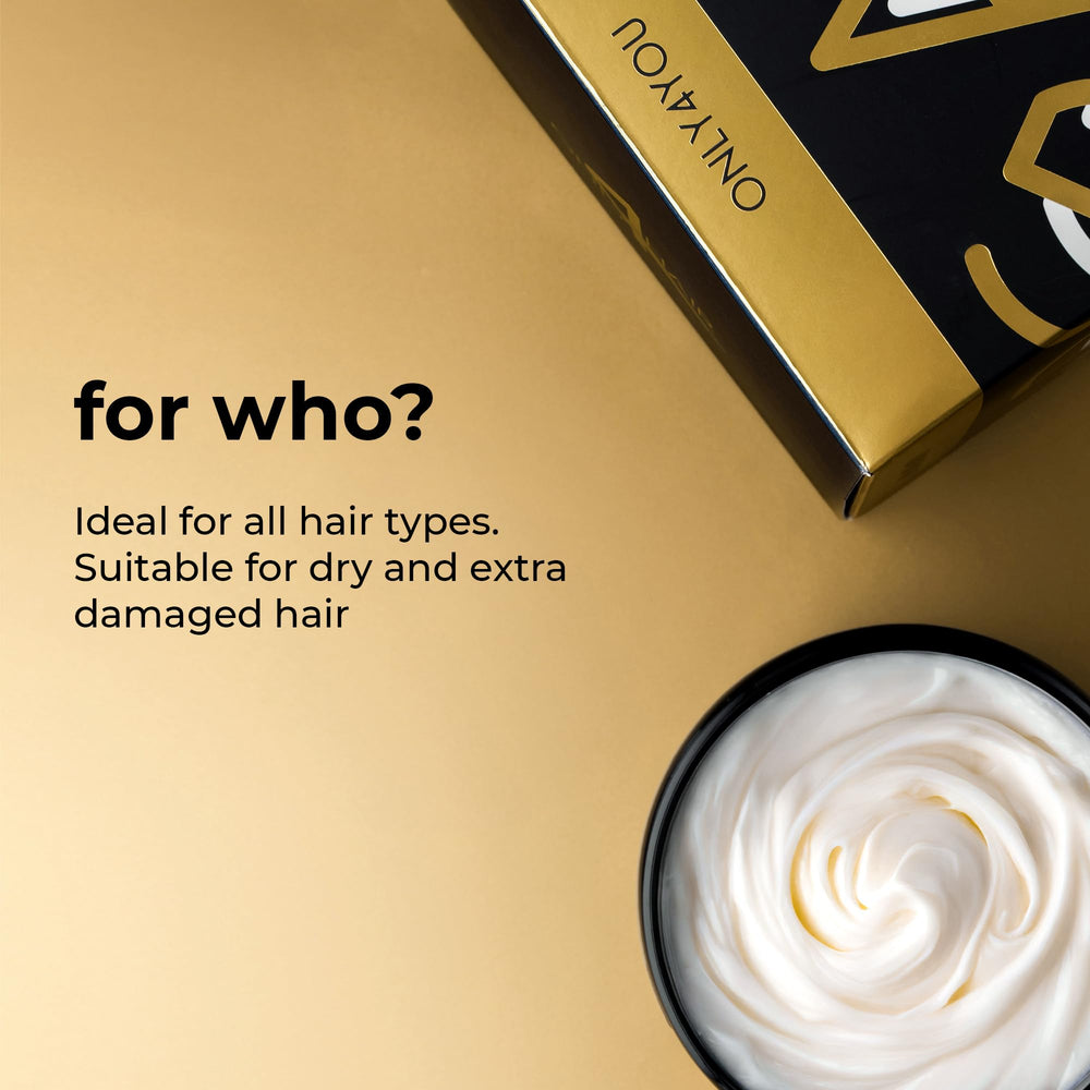 ONLY4HAIR packaging box with label emphasizes luxury hair care