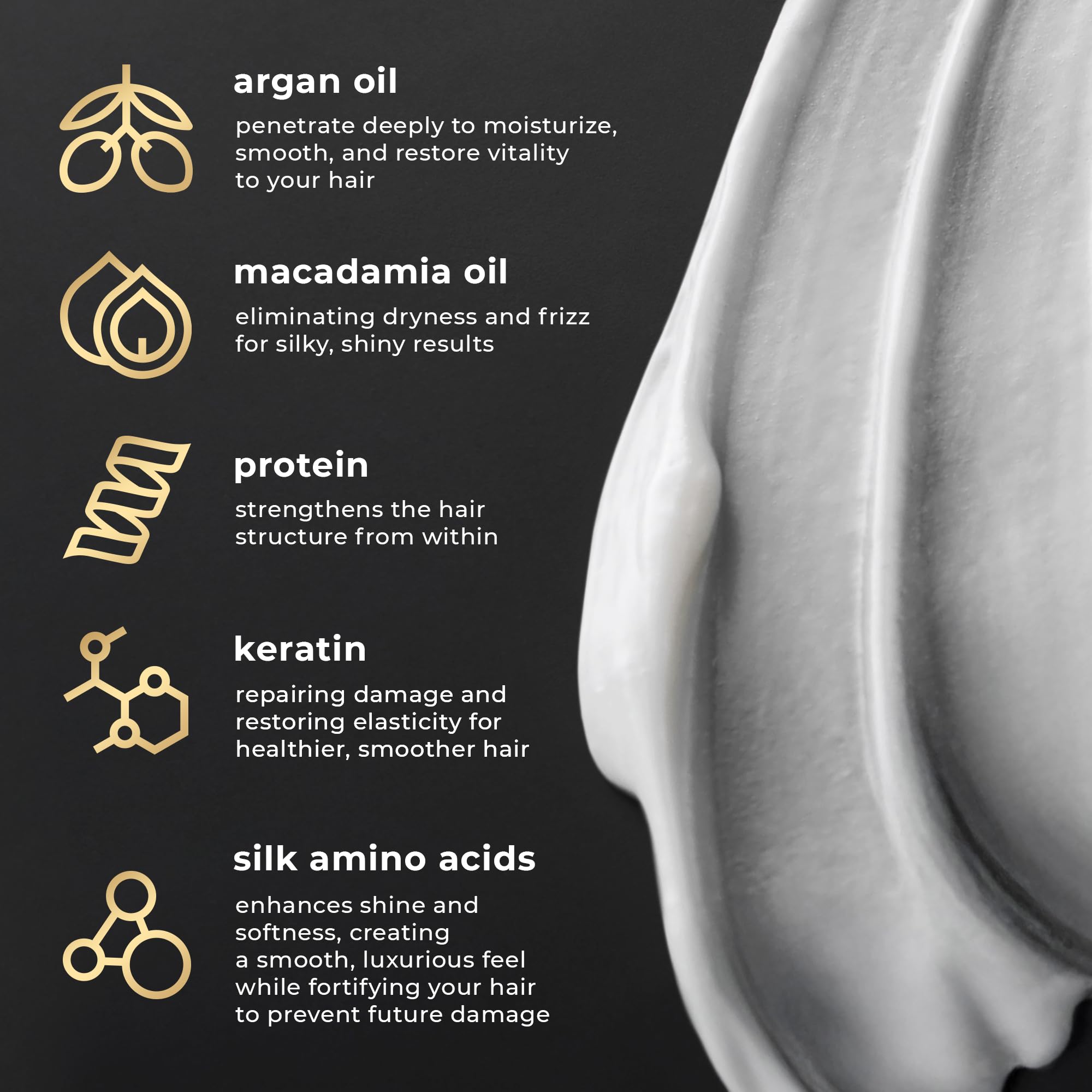 ONLY4HAIR creamy texture shown for soothing, intensive conditioning