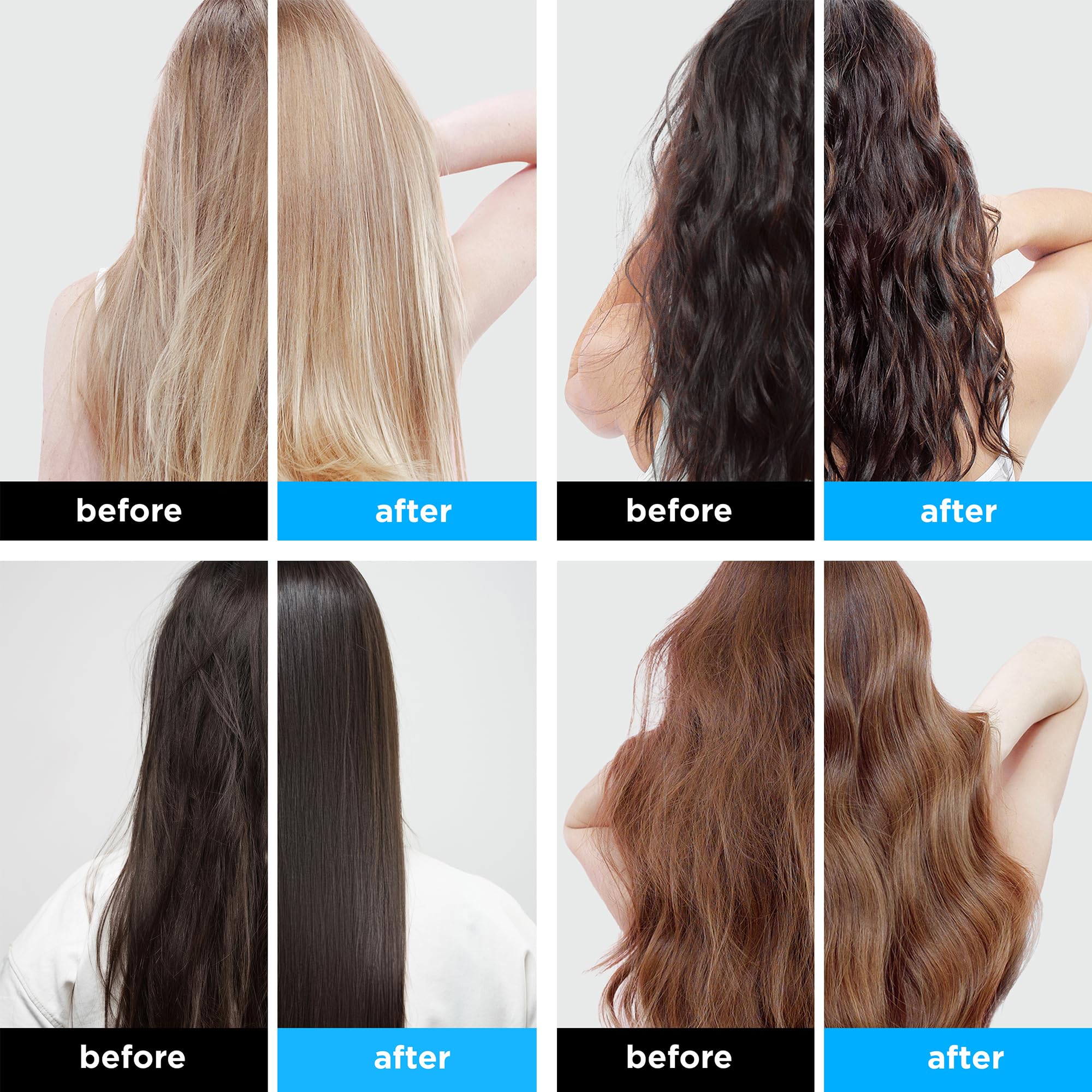Shiny, healthy-looking hair after treatment with ONLY4HAIR Collagen Hair Mask.