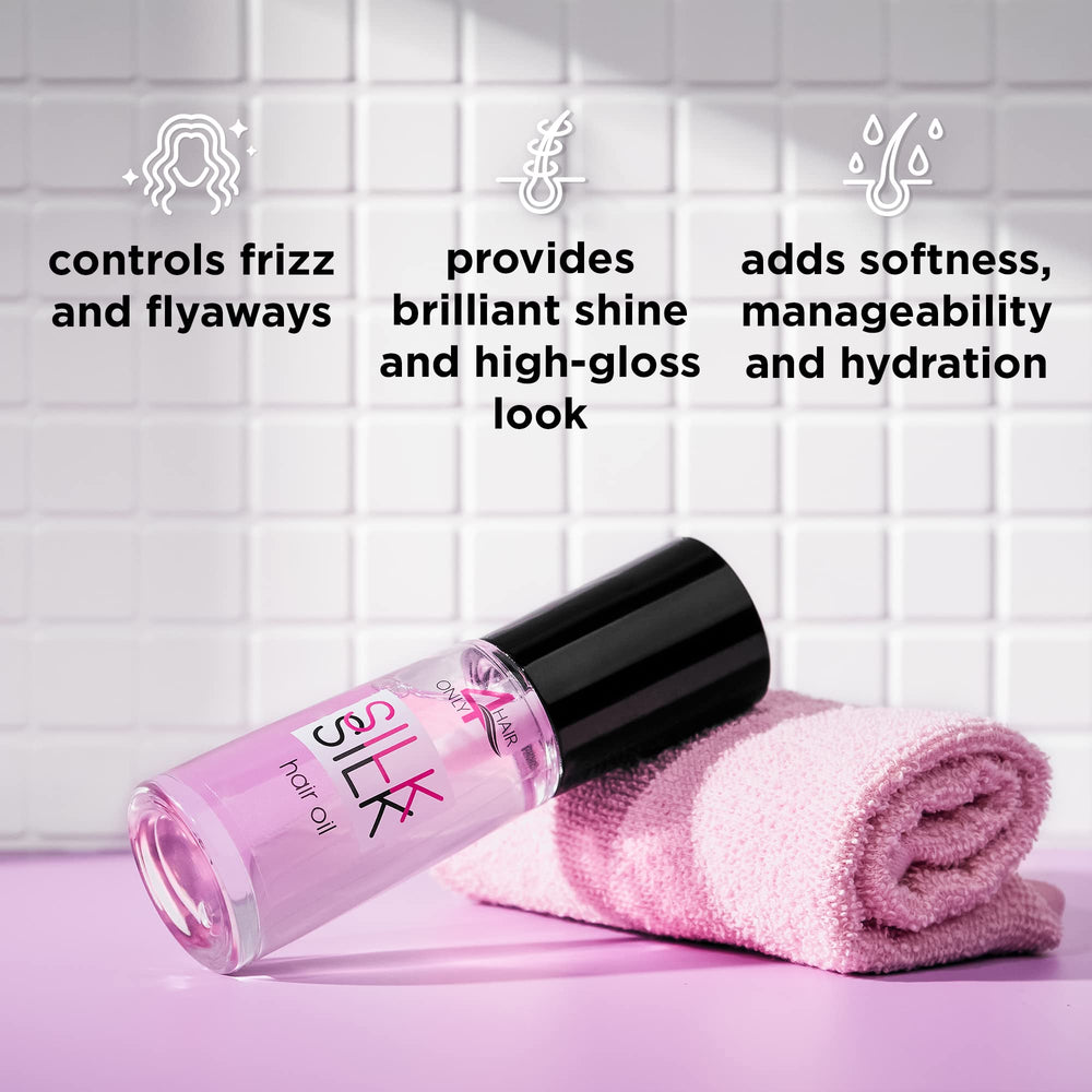 ONLY4HAIR Silk Hair Oil anti-frizz-control delivers sleek, frizz-free hair
