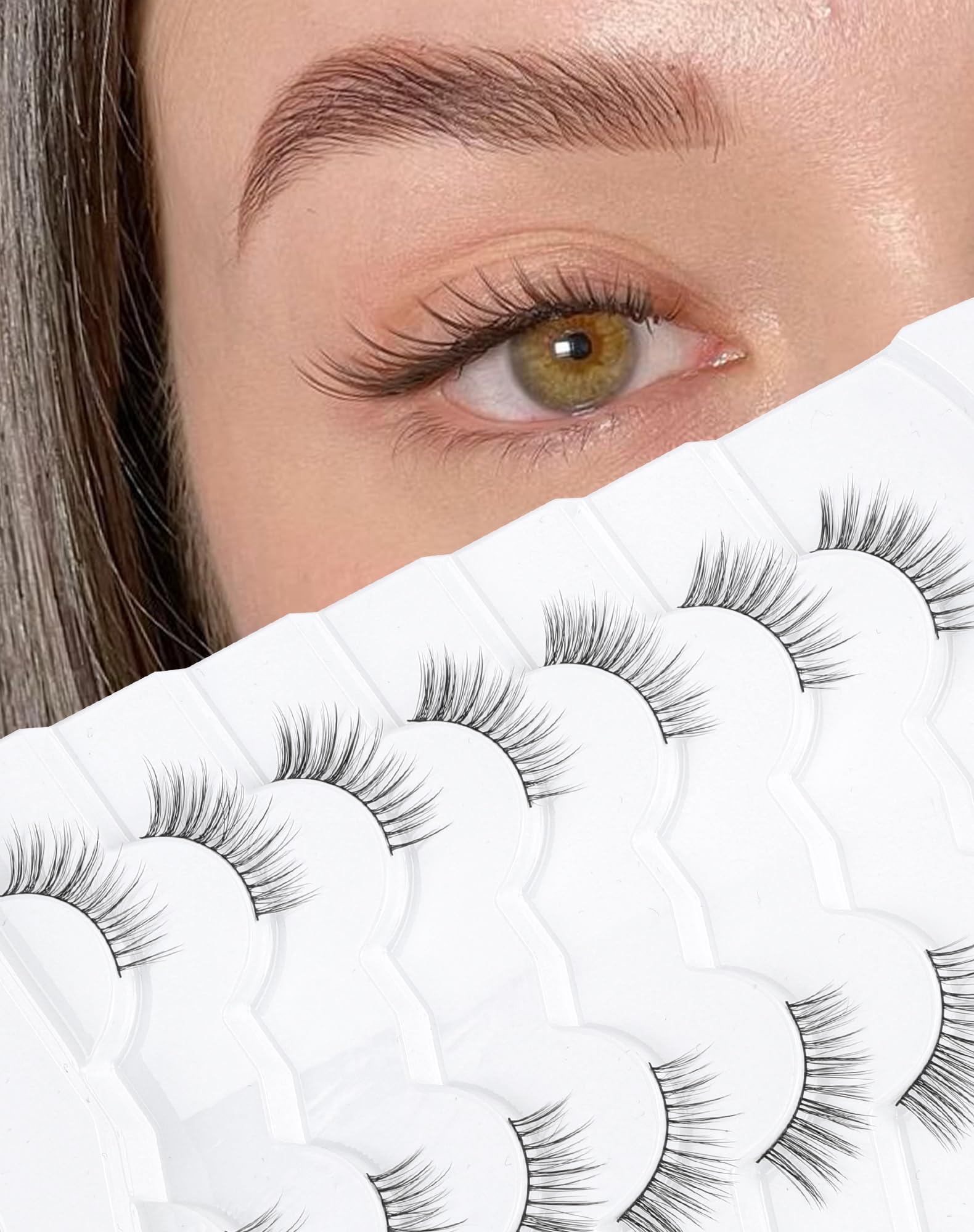 Onlyall Half Lashes Natural Wispy C13 with thin band for a lightweight, natural look.