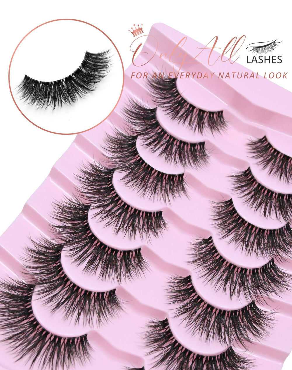 Eye view with Onlyall Wispy Lashes WD-8 showing featherweight design.