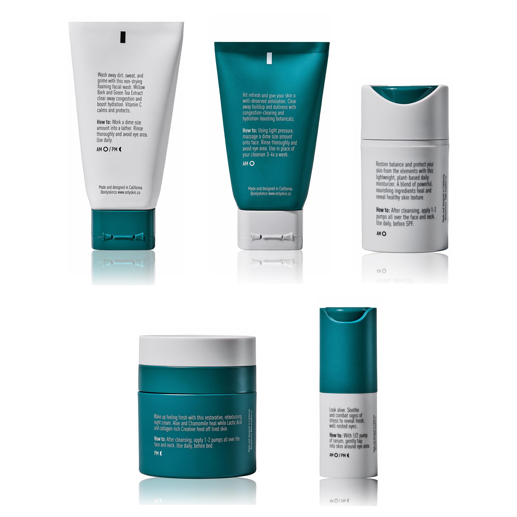Only Skin Premium Kit open display showing the five-piece routine