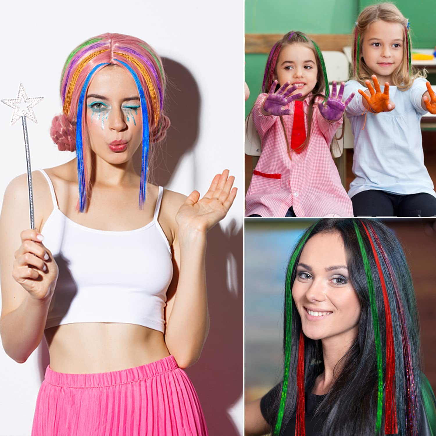 ONROCL hair tinsel adds festive glamour for parties, weddings, and holidays.