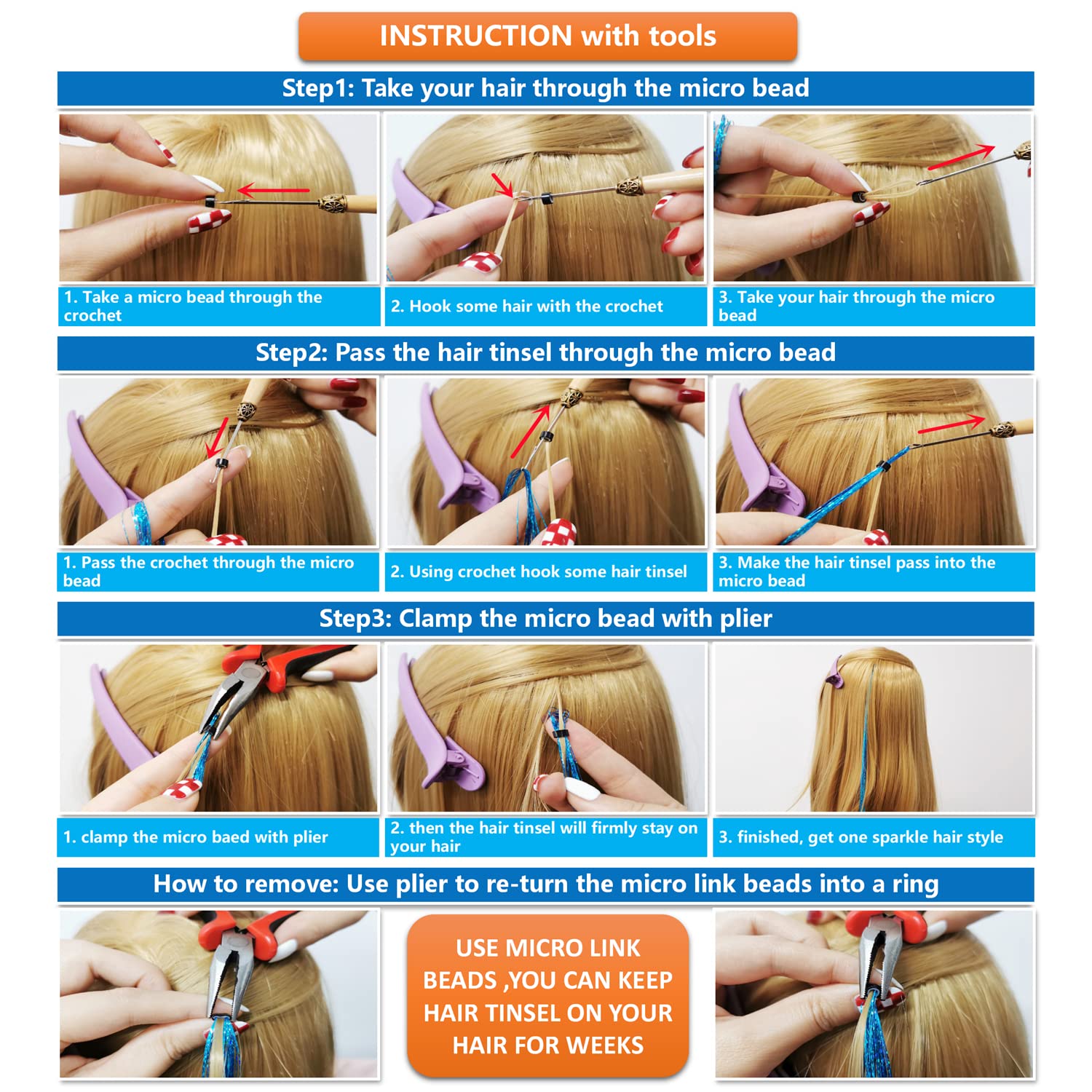 ONROCL heat-resistant tinsel maintains shine through washing and light styling.