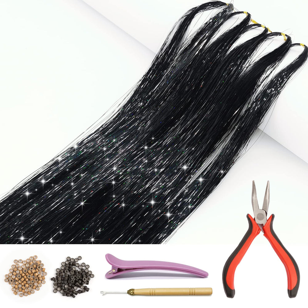 ONROCL hair tinsel kit with 1000 strands in five bundles for versatile sparkle.