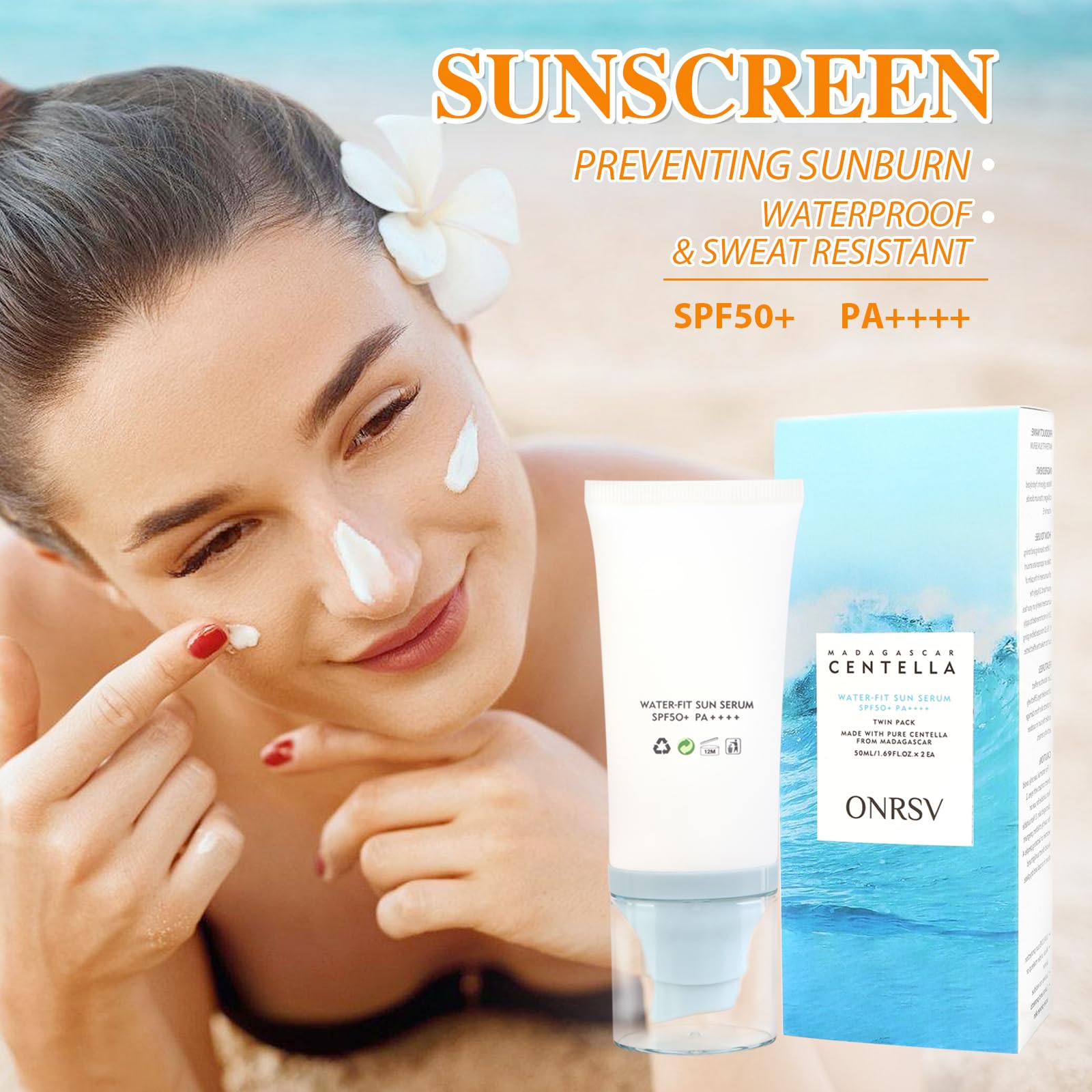 Routine shot featuring ONRSV sunscreen’s calming, hydrating skincare benefits.