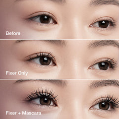 ONSEAMIRO BELLE Lash Fixer on lashes shows long-lasting lift and smudge-free wear