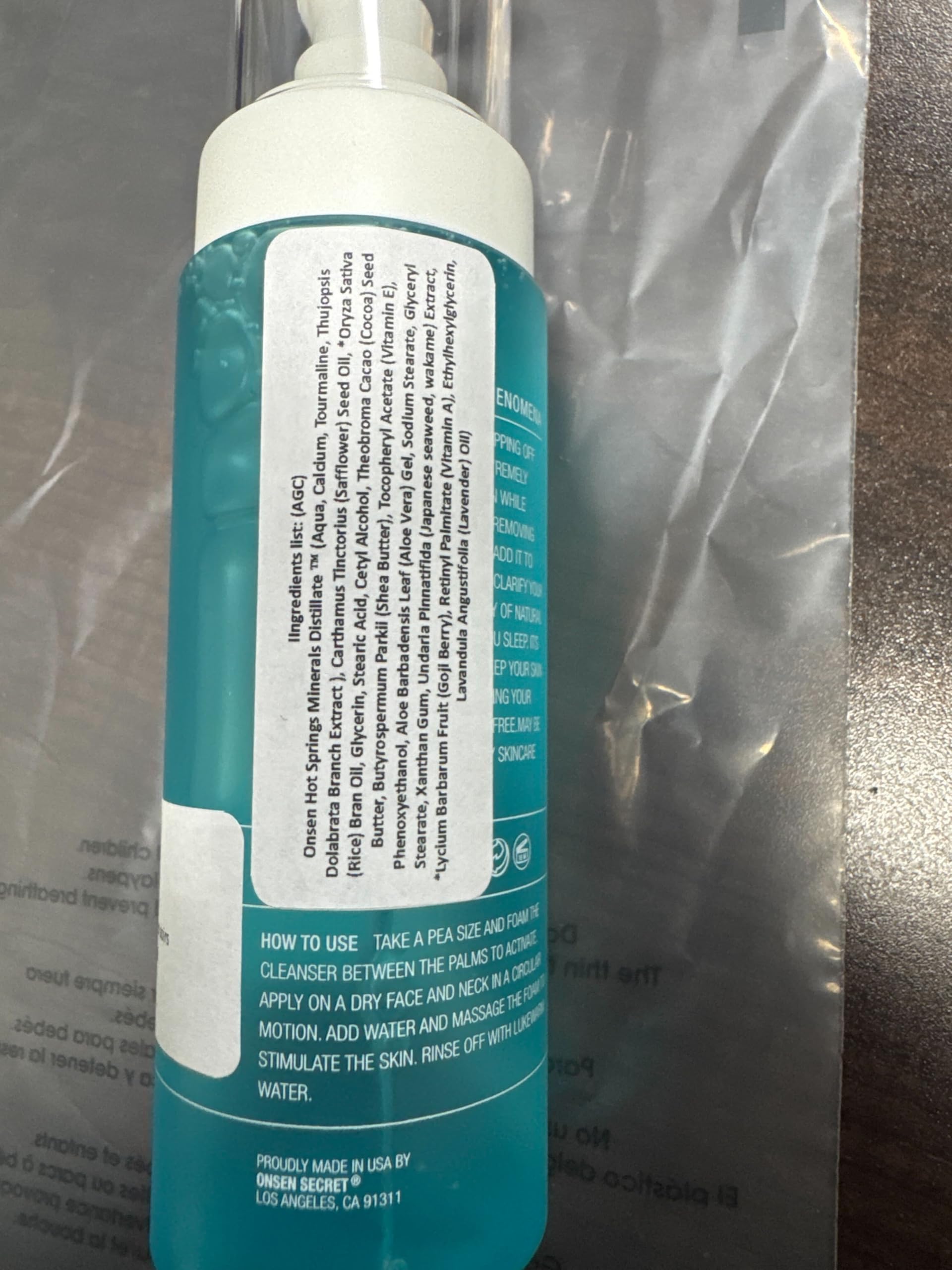 Onsen Secret Aloe Face Wash packaging close-up shows premium design
