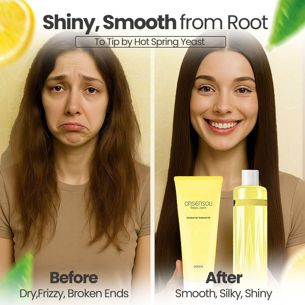 ONSENSOU hot spring yeast splash highlighting scalp moisture preservation