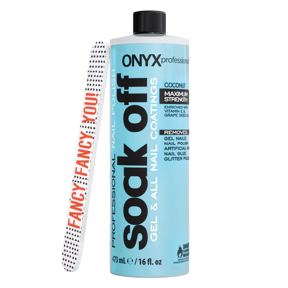 Onyx Professional coconut-scented remover bottle with 16 oz and pleasant aroma for quick polish removal