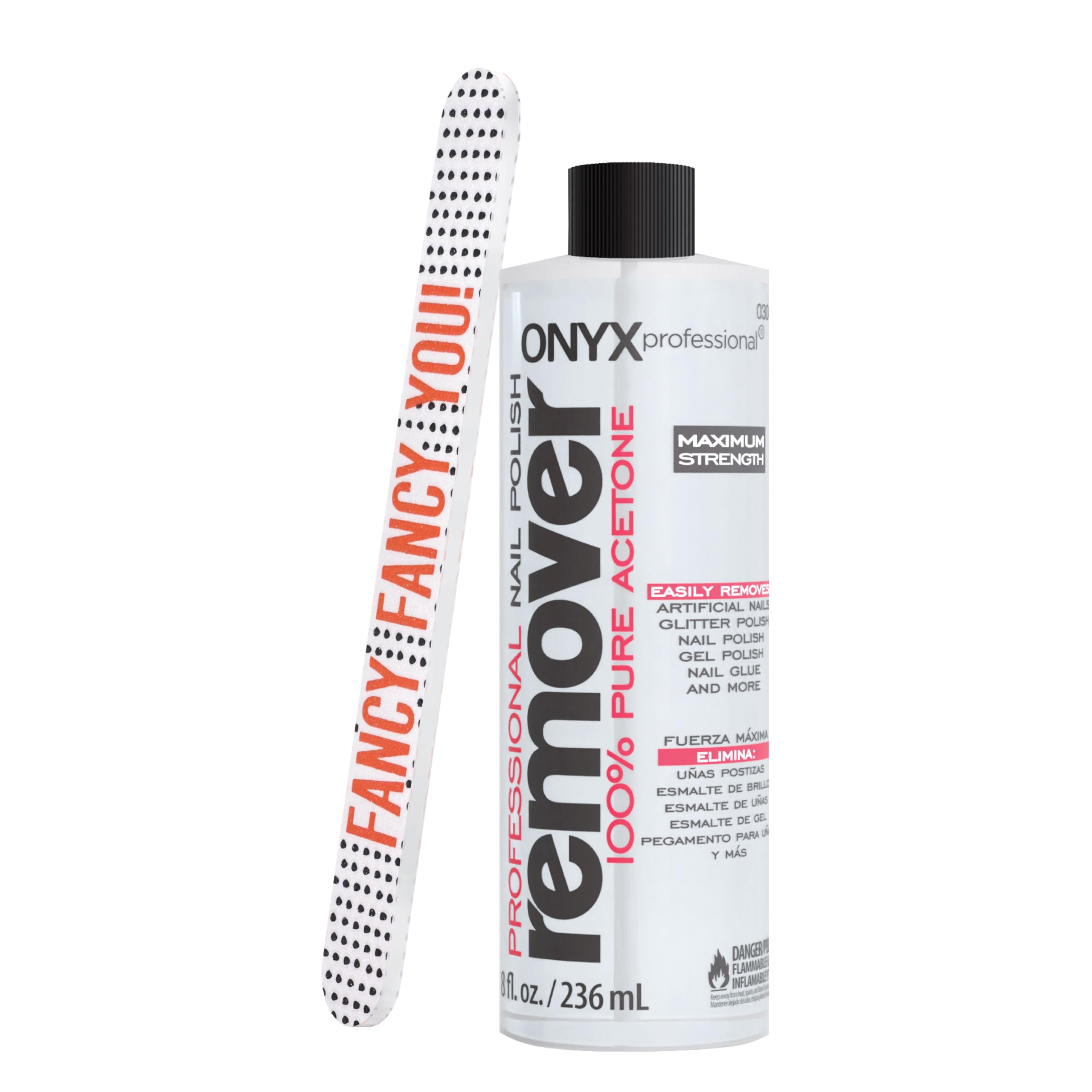 Onyx Professional pure acetone remover bottle for quick at‑home polish removal