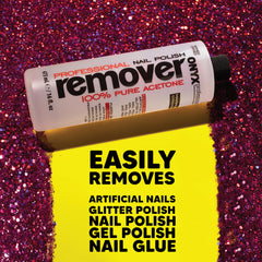 Front view of Onyx Professional remover kit featuring bottle and file for at-home manicure.