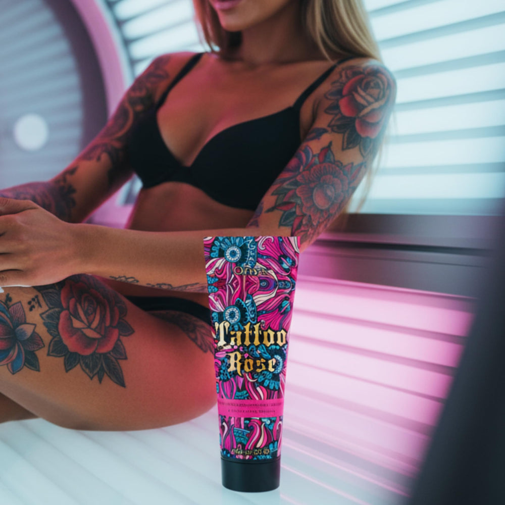 Onyx Tattoo sleeve art design demonstrates color retention during indoor session.