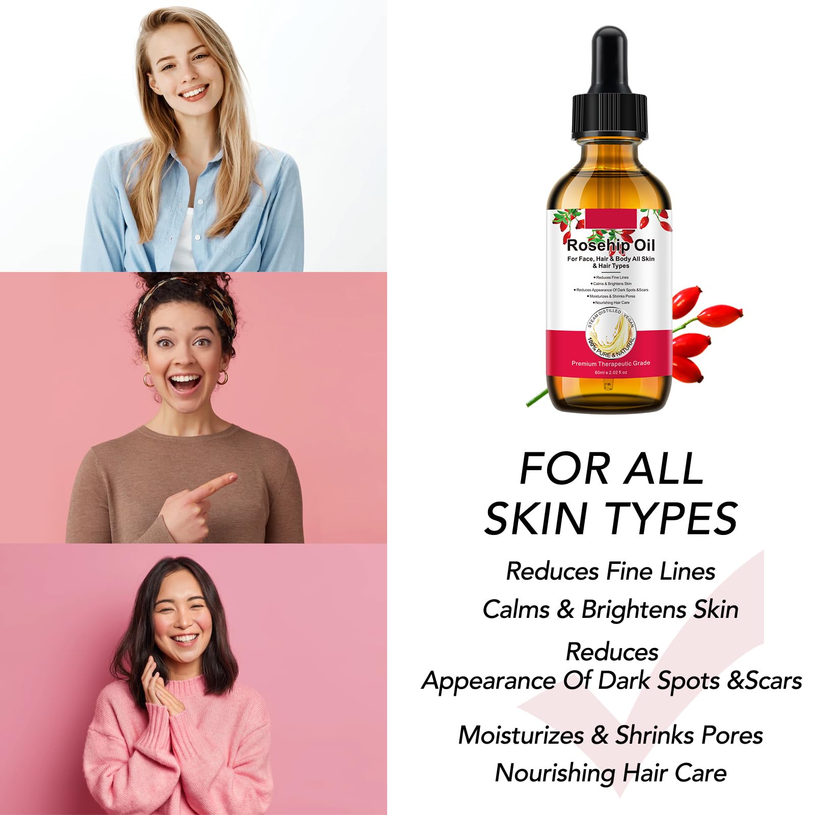 Onznoz Rosehip Oil texture on skin showing smooth absorption.