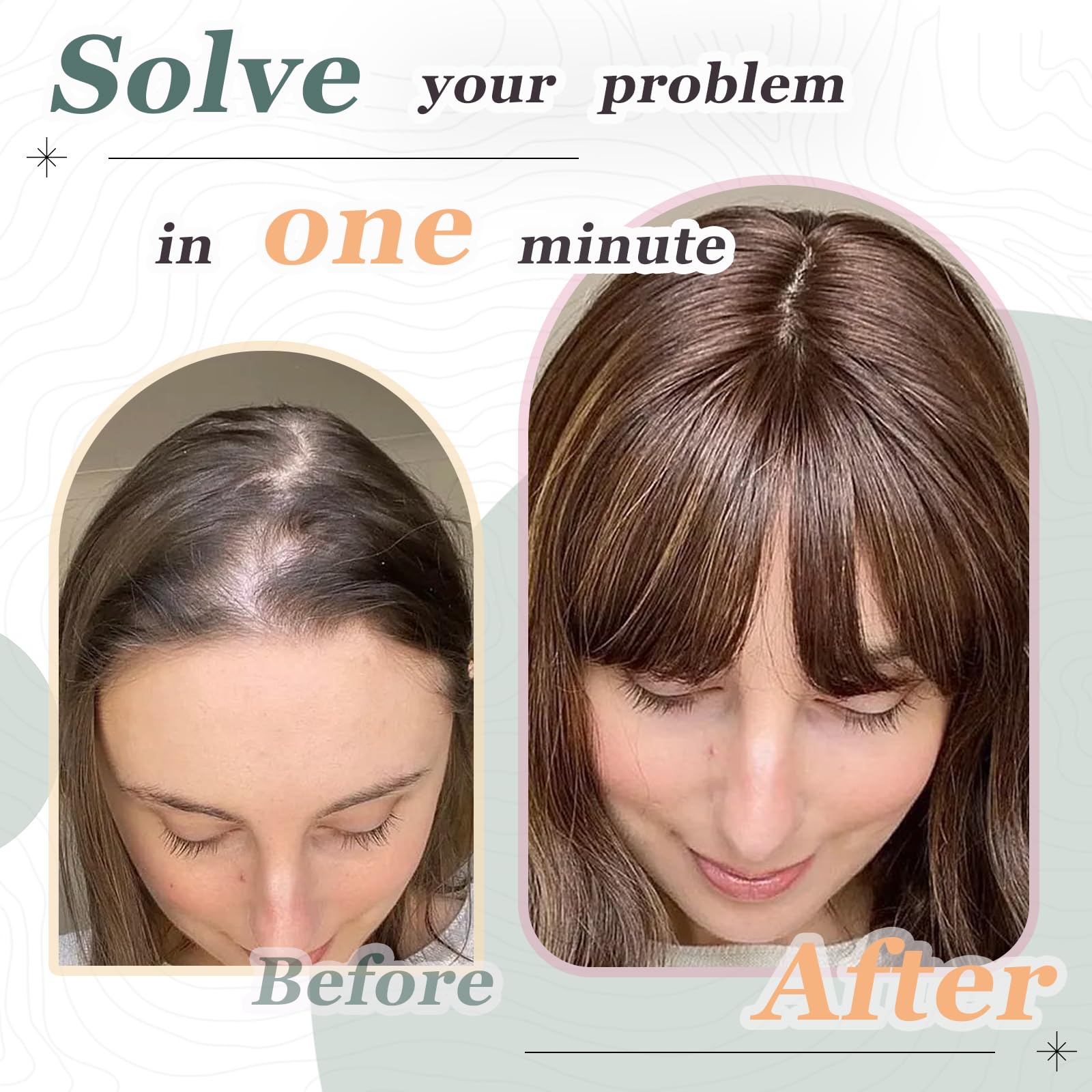 OOPPOO bio scalp topper enhances part realism from various angles.