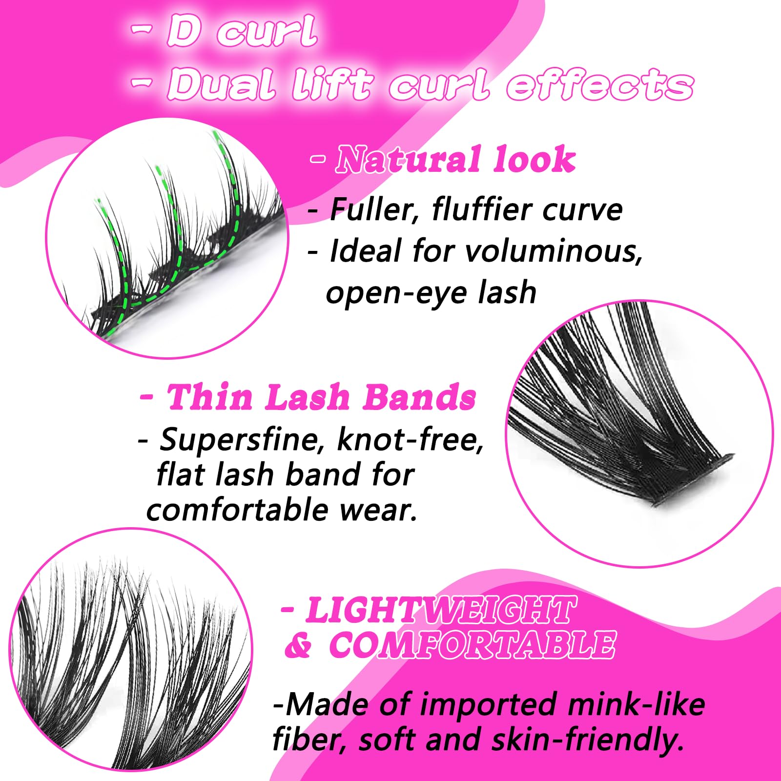 OOPPOO Manga Lash Clusters soft band for comfortable daily wear.
