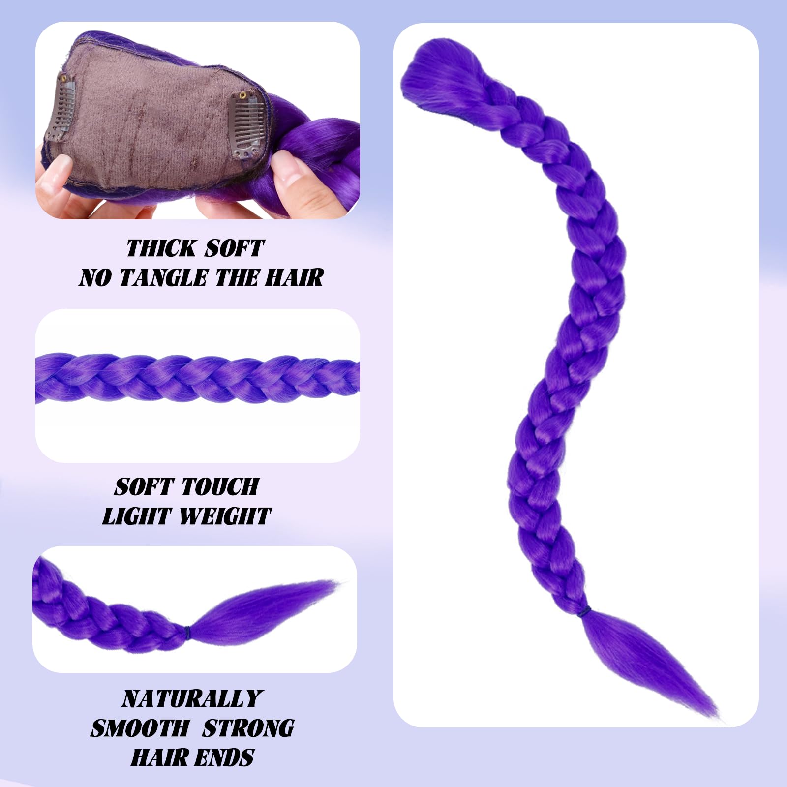 OOPPOO pre-stretched purple hair extensions for braids blend naturally