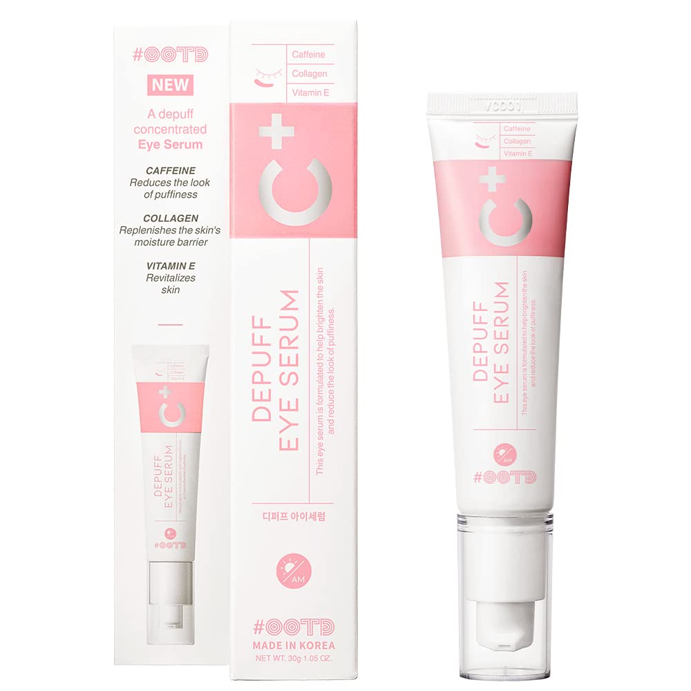 OOTD caffeine under eye serum bottle close-up showing brightening potential