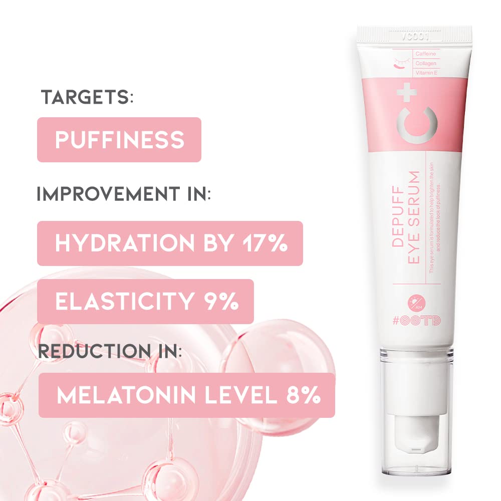 OOTD caffeine under eye serum pump application demonstrates quick absorption for daily use